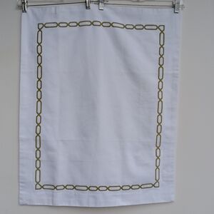 Pottery Barn Cotton Bedford Cord Standard Sham w/ Green White Chain Trim